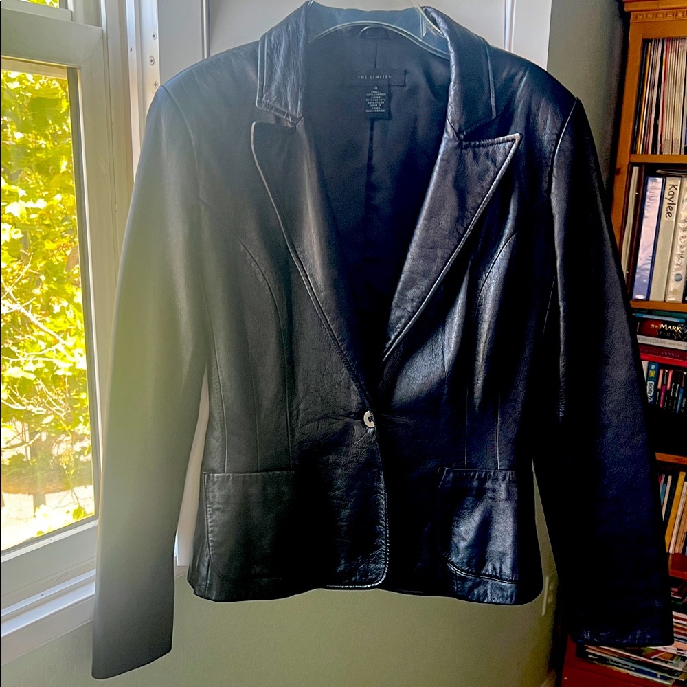 The limited- black leather jacket- y2k